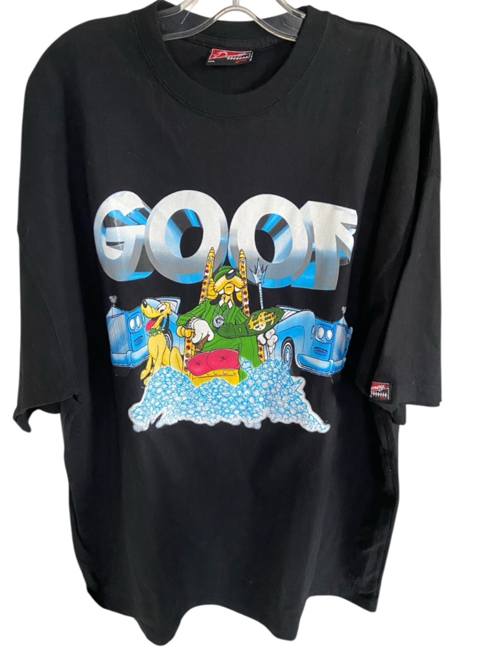 Disney men’s Goofy Graphic Black Streetwear Y2K Cartoon T-shirt, size XXL